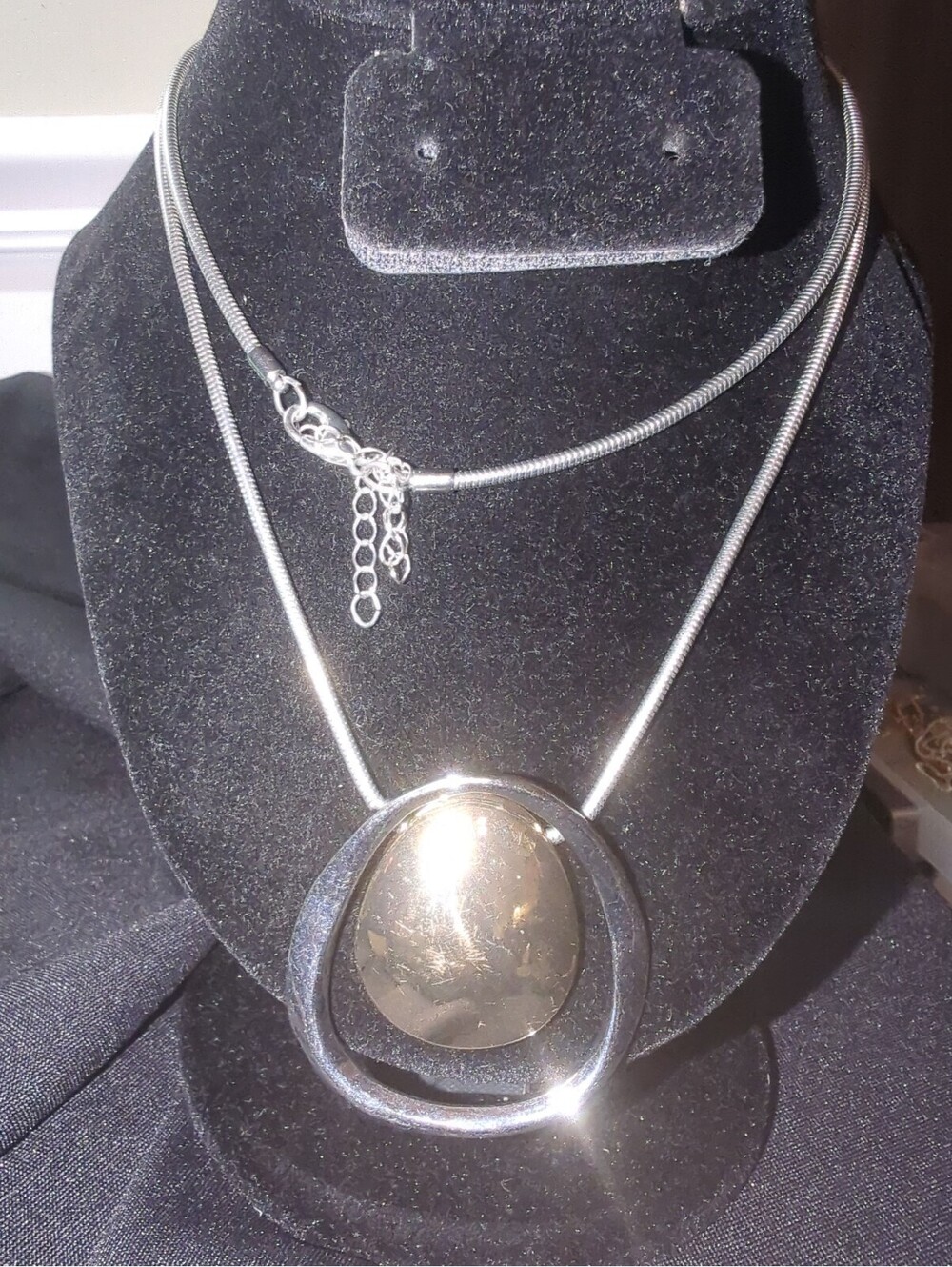 Vintage Silver and Gold Tone Pendant Necklace with Snake Chain